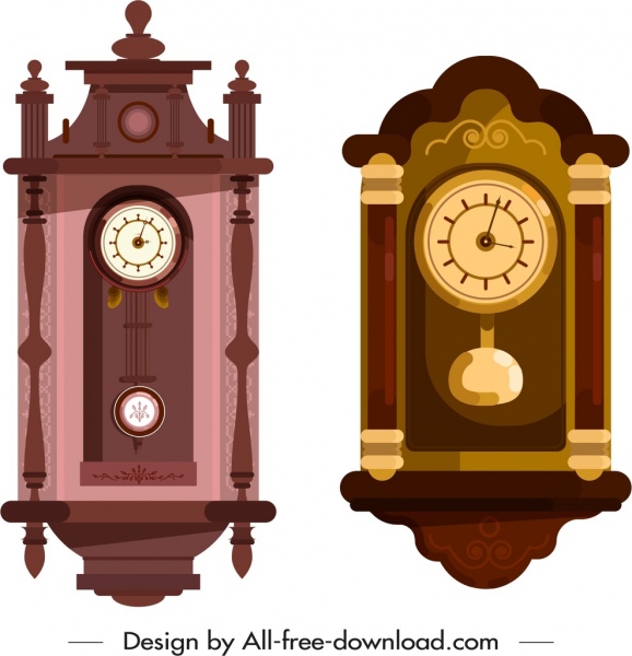 decorative clock templates colored vintage design