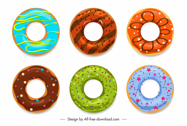 decorative donut icons colorful circles decor
