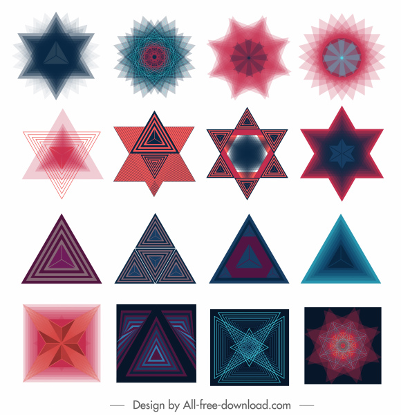 decorative elements colored modern illusive geometric shapes