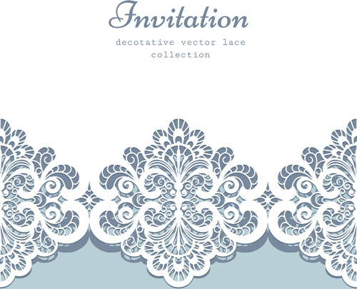 Download Decorative lace invitation cards vector design Free vector ...