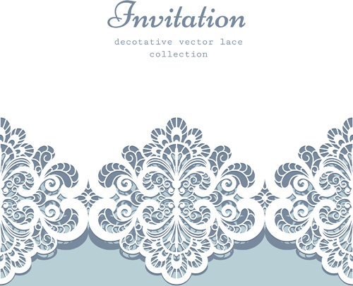 decorative lace invitation cards vector design