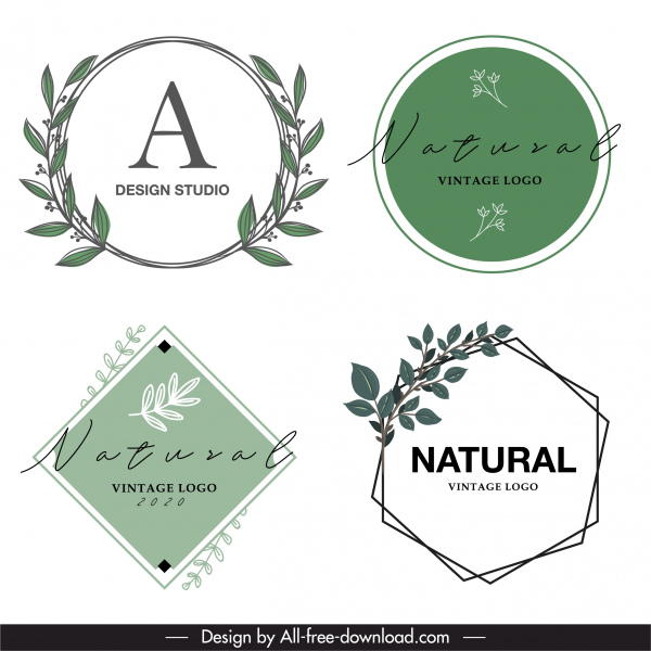 decorative logo templates flat geometric shapes plants decor