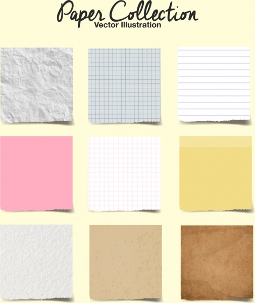 decorative paper icons collection multicolored squares isolation