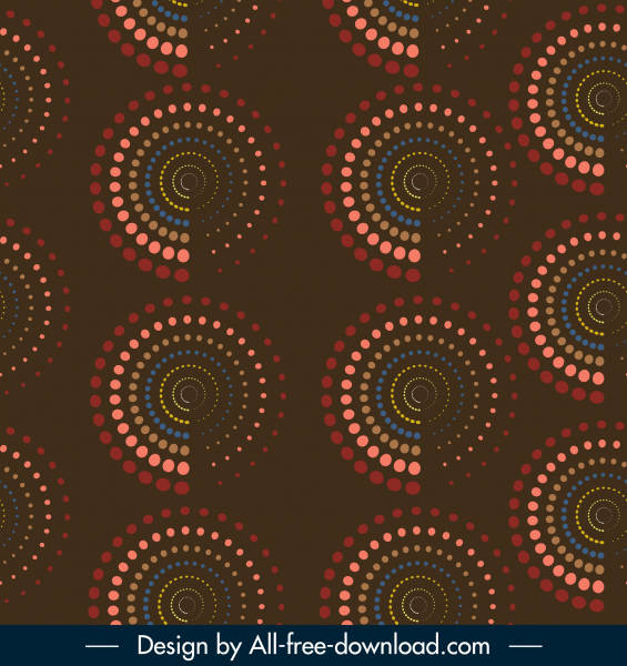 decorative pattern colored repeating spiral circles decor