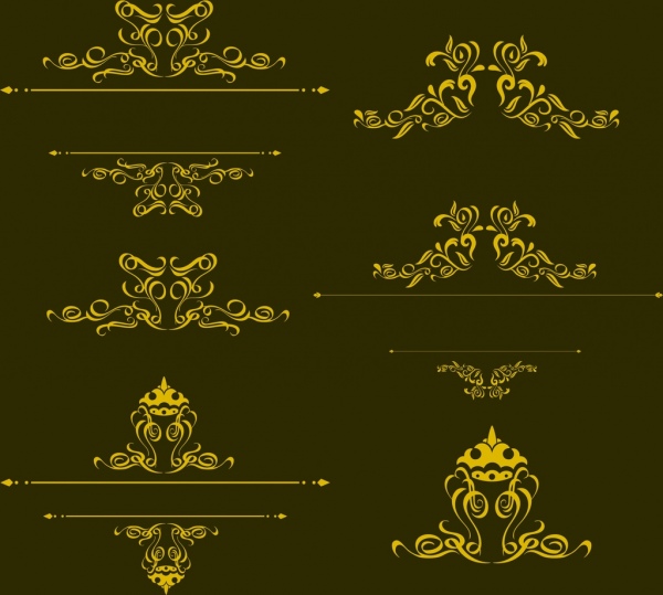 decorative pattern design element yellow classical curves style