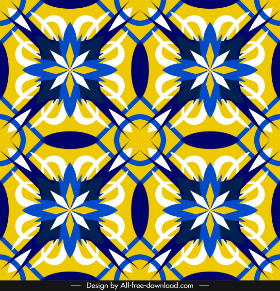 decorative pattern template botanical sketch flat symmetric repeating