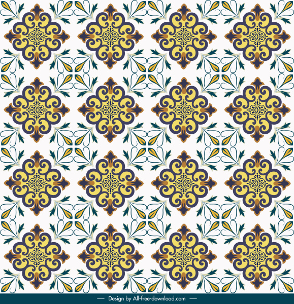decorative pattern template bright colorful repeating symmetric design