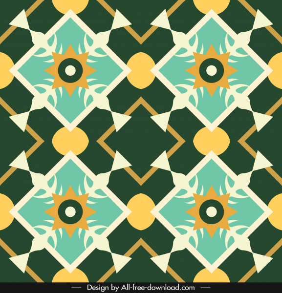 decorative pattern template colorful flat symmetric illusion
