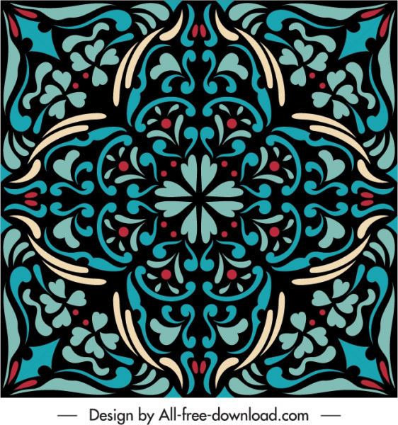 decorative pattern template colorful flat symmetric vintage shape