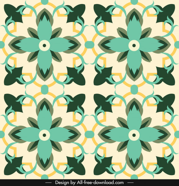 decorative pattern template petals sketch colorful classic symmetric