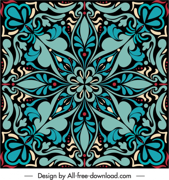 decorative pattern template retro symmetric flora sketch