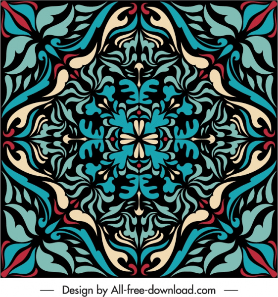 decorative pattern template retro symmetric floral shape