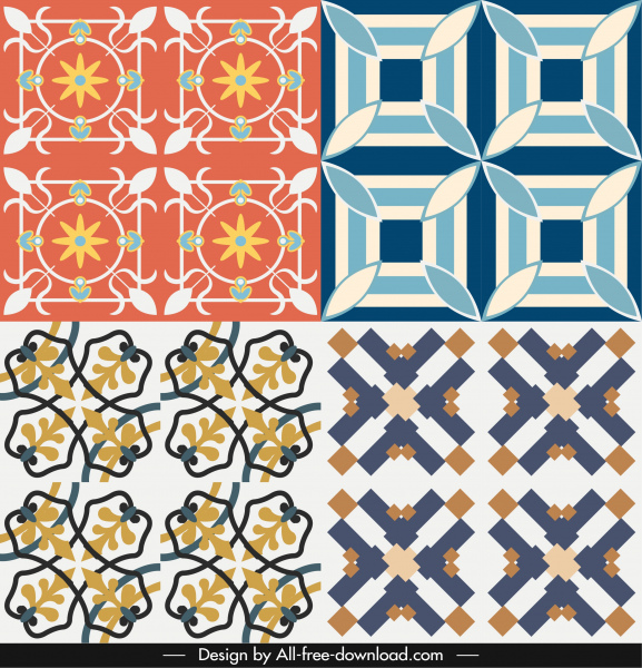 decorative pattern templates colored symmetrical classical design