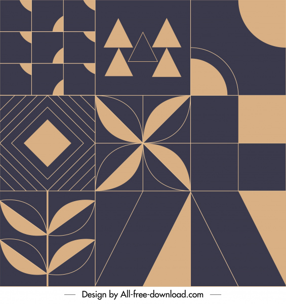 decorative pattern templates flat retro geometric shapes