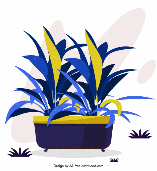 decorative plant icon colored classical sketch