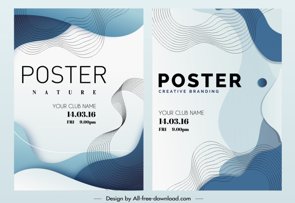 decorative poster templates abstract dynamic lines sketch