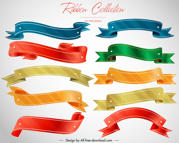decorative ribbon templates collection modern colorful 3d design