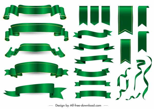 decorative ribbon templates shiny modern green blank 3d