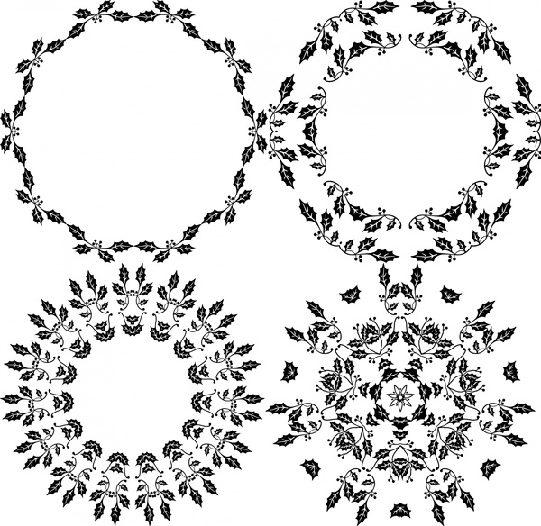 Download Decorative wreaths vector illustration with leaves Free ...