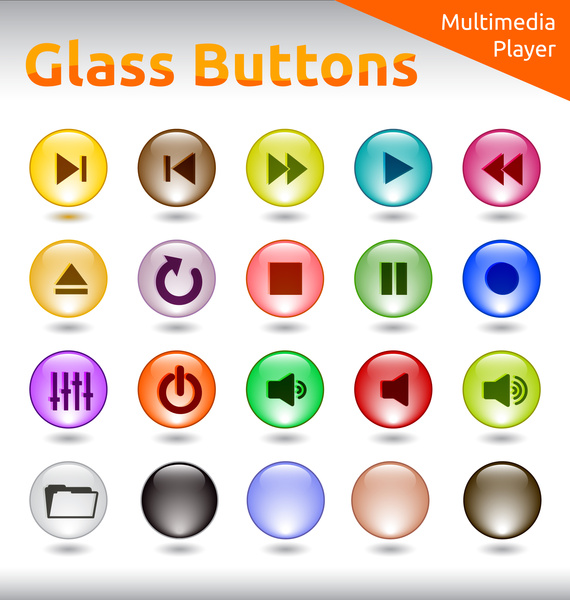 dedigital buttons design elements with round glass style