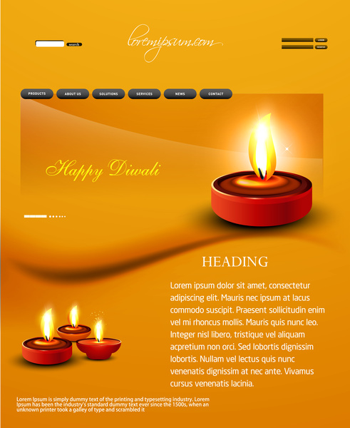 deepawali diwali diya website template presentation bright colorful vector design