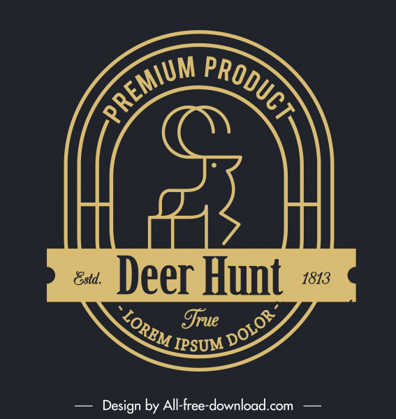 deer logo template dark flat handdrawn design