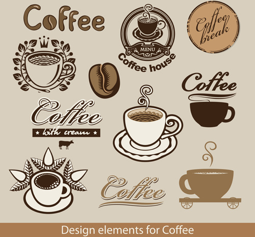 delicate coffee logos vector 