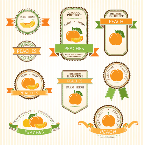 delicate fruits labels vector set