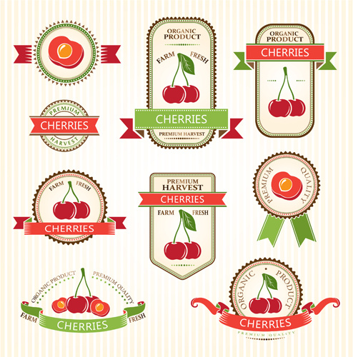 delicate fruits labels vector set