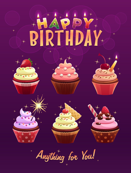 delicious birthday cupcake vector