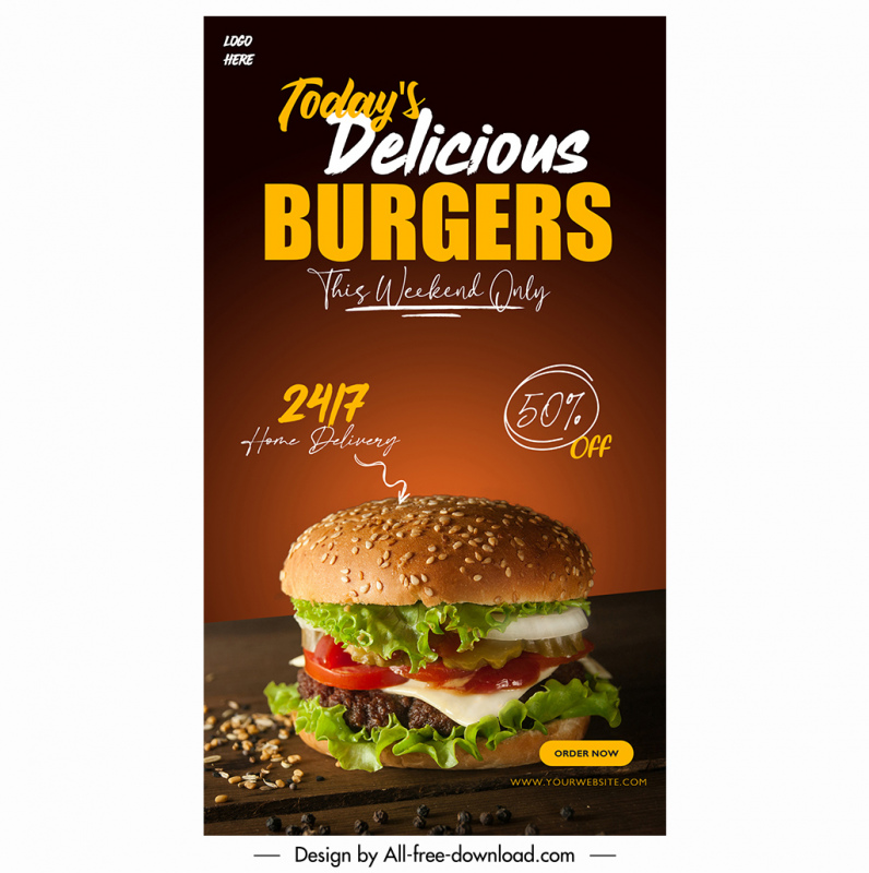 delicious burger and food menu instagram and facebook story template modern realistic design