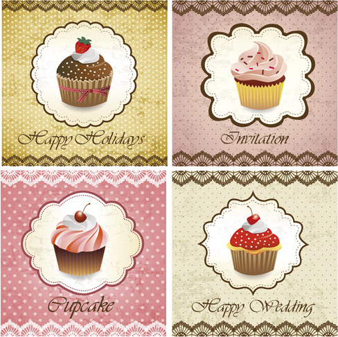 delicious cupcakes design elements vector