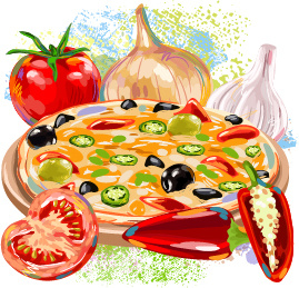 delicious pizza illustration vector