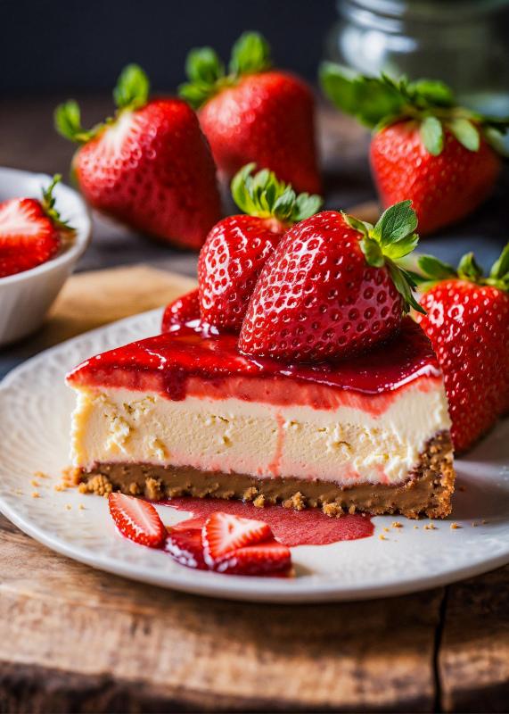 delicious strawberry cake picture elegant closeup 