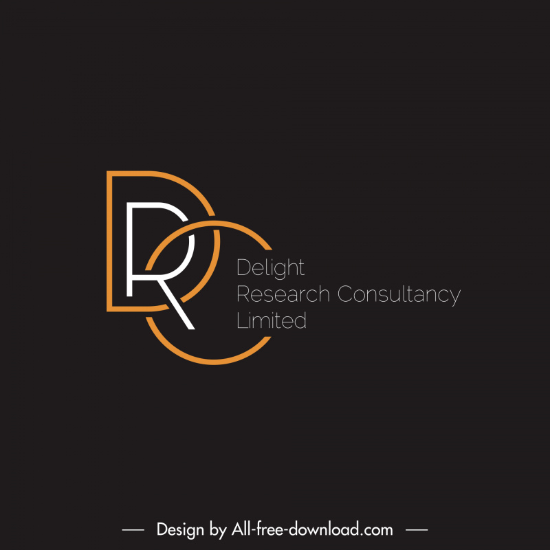 delight research consultancy limited logo template modern elegant dark flat stylized texts sketch 