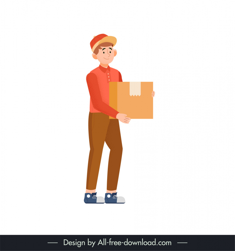 delivery man icon man carrying goods sketch cartoon character outline 