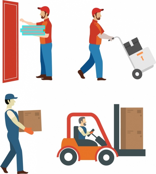 delivery method icons human ornament various types