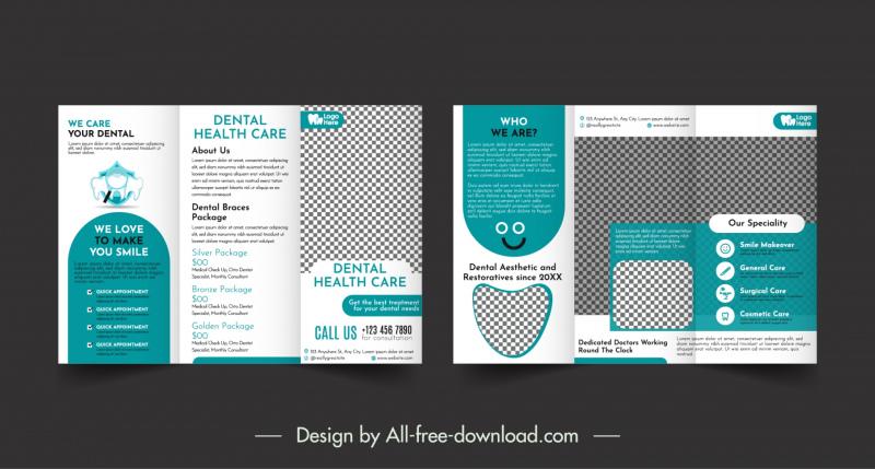 dental clinic brochure template checkered geometry decor 