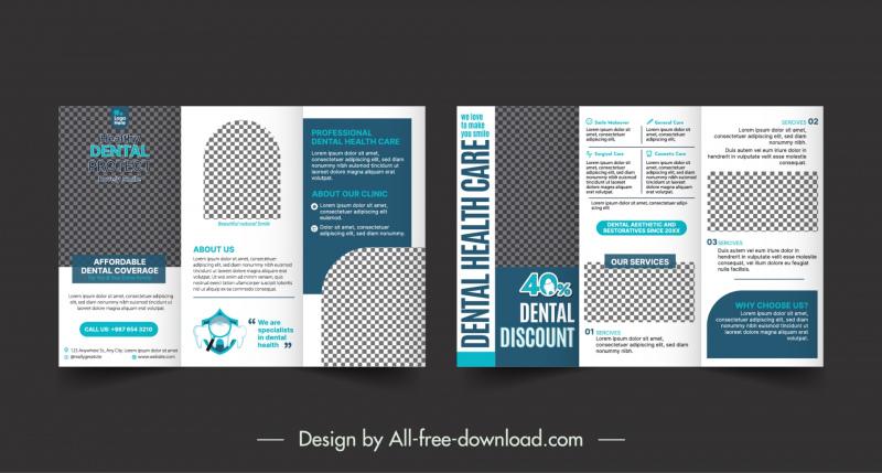 dental clinic brochure template contrast checkered geometry layout 