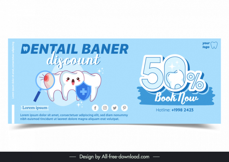 dental discount poster template cute stylized cartoon 
