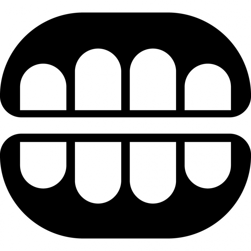 dental sign icon teeth open sketch symmetric flat black white outline