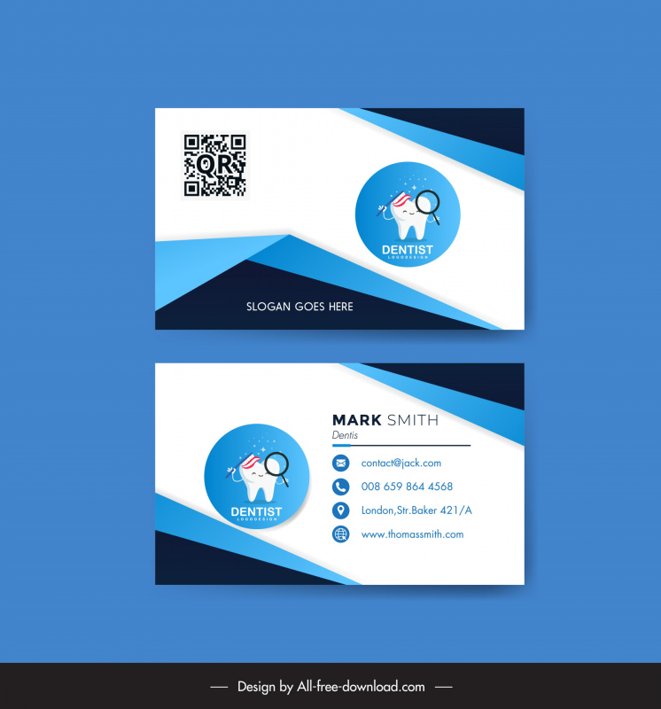 dentist business card template cute stylized tooth sketch