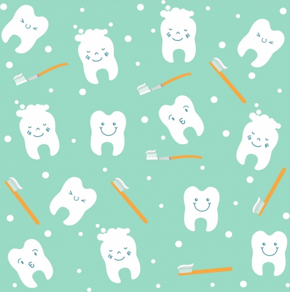 dentistry background teeth toothbrush icons repeating design