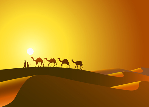 desert and camel background vector