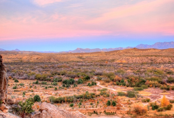 desert landscape at dusk at big bend national park texas