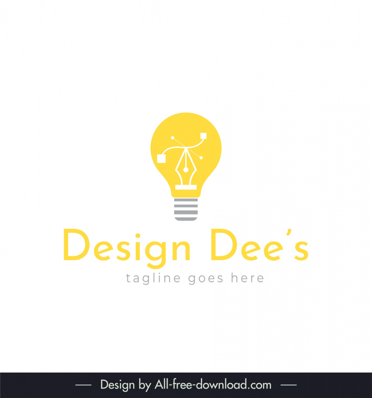 design dees logo template flat lightbulb shape fountain pen sketch