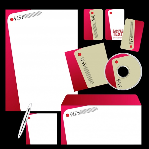 corporate identity templates simple flat red slanted decor