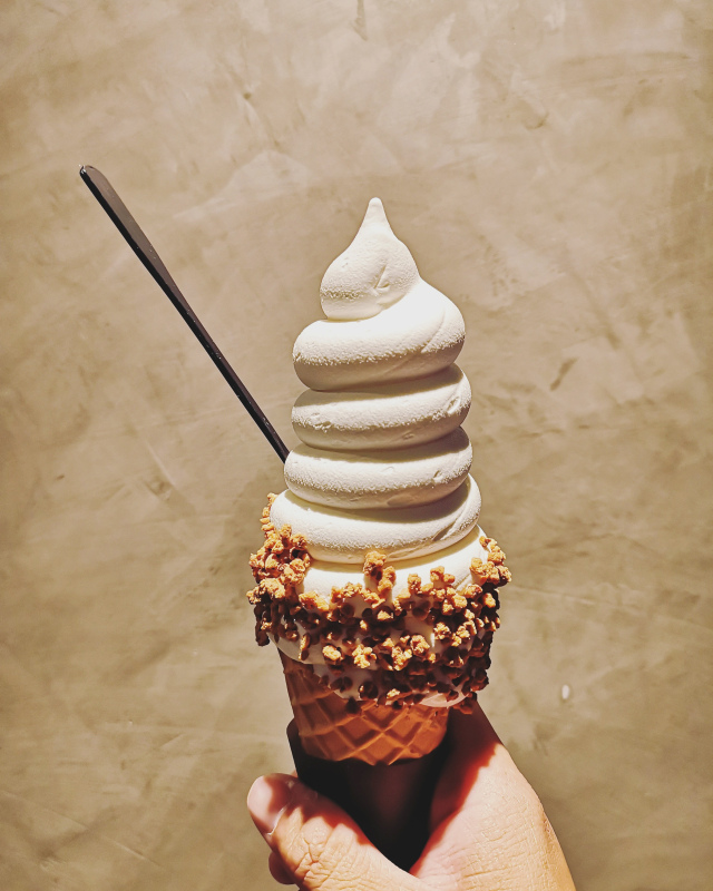 dessert picture hand holding ice cream closeup 