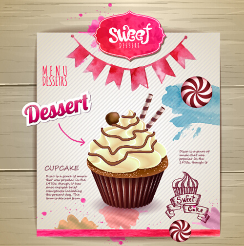 dessert sweet menu design vector