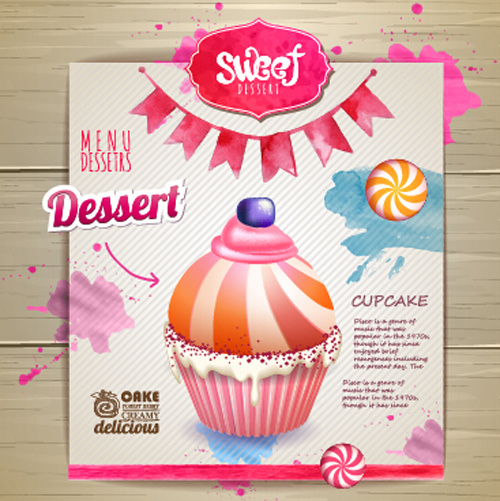 dessert sweet menu design vector